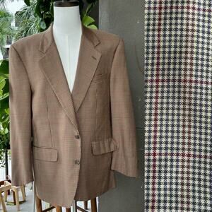 Vintage Burberry’s Blazer Union Made USA Men’s 44R Brown Pure Wool Houndstooth